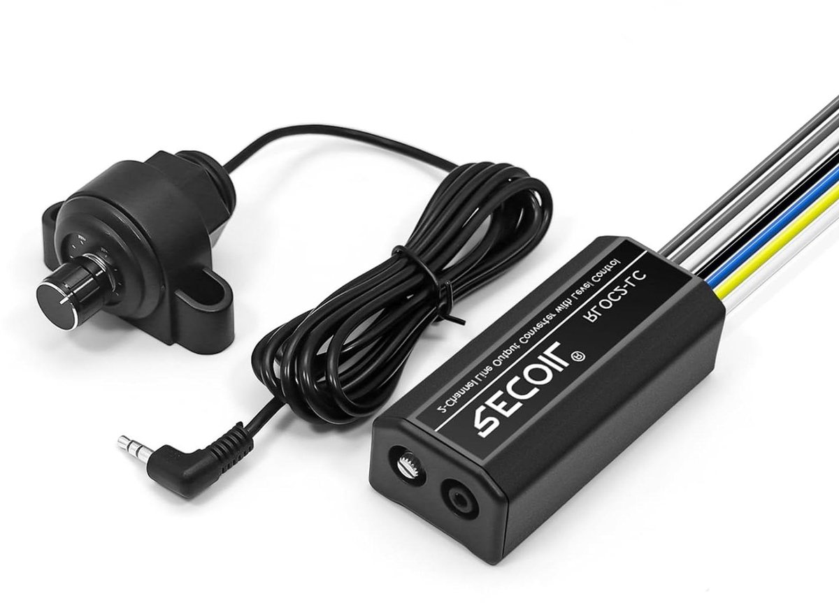 Luidsprekerkabel naar RCA Converter - Lijn Output Converter - Audio Systeem Upgrade - Verstelbare Basregeling - 50 Watt Max - Zwart