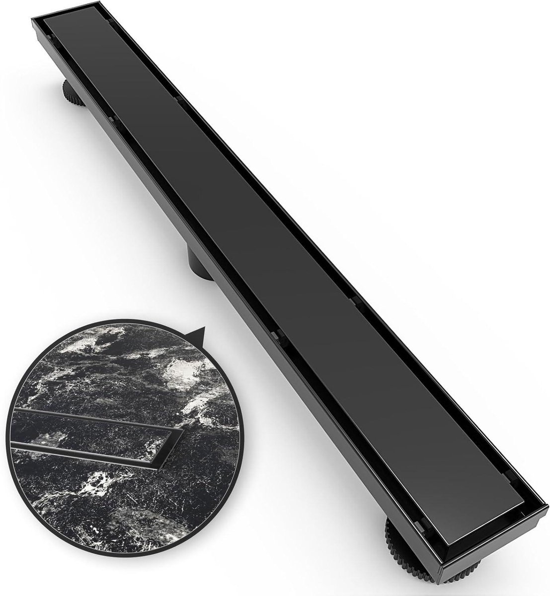 Lineaire Douche Afvoer - Vloergoot Douche - Snel Water Afvoeren - Omkeerbare 2-in-1 Cover - 81 cm Lengte - Mat Zwart