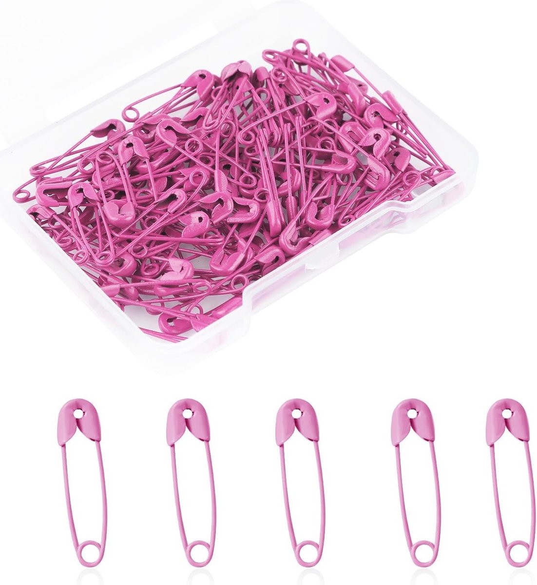Kleine Veiligheidspelden 250 Stuks, 19mm Mini Veiligheidsnaalden voor Kleding, Naaien en Sieraden Maken in Roze
