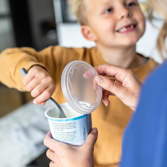 Herbruikbare Vershouddeksels - Afdekking Yoghurtbeker - Voedsel Langer Vers Houden - Lekvrije Sluiting - Set van 3 - Crystal Clear — afbeelding 5