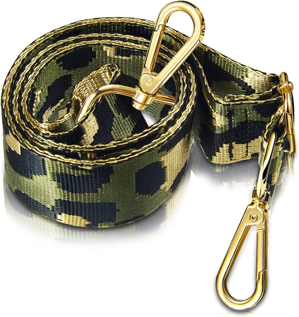 Verstelbare Schouderband met Luipaardprint voor Dames, Vervangende Tasband, Geschikt voor Diverse Tassen, Groen, Polyester Woven