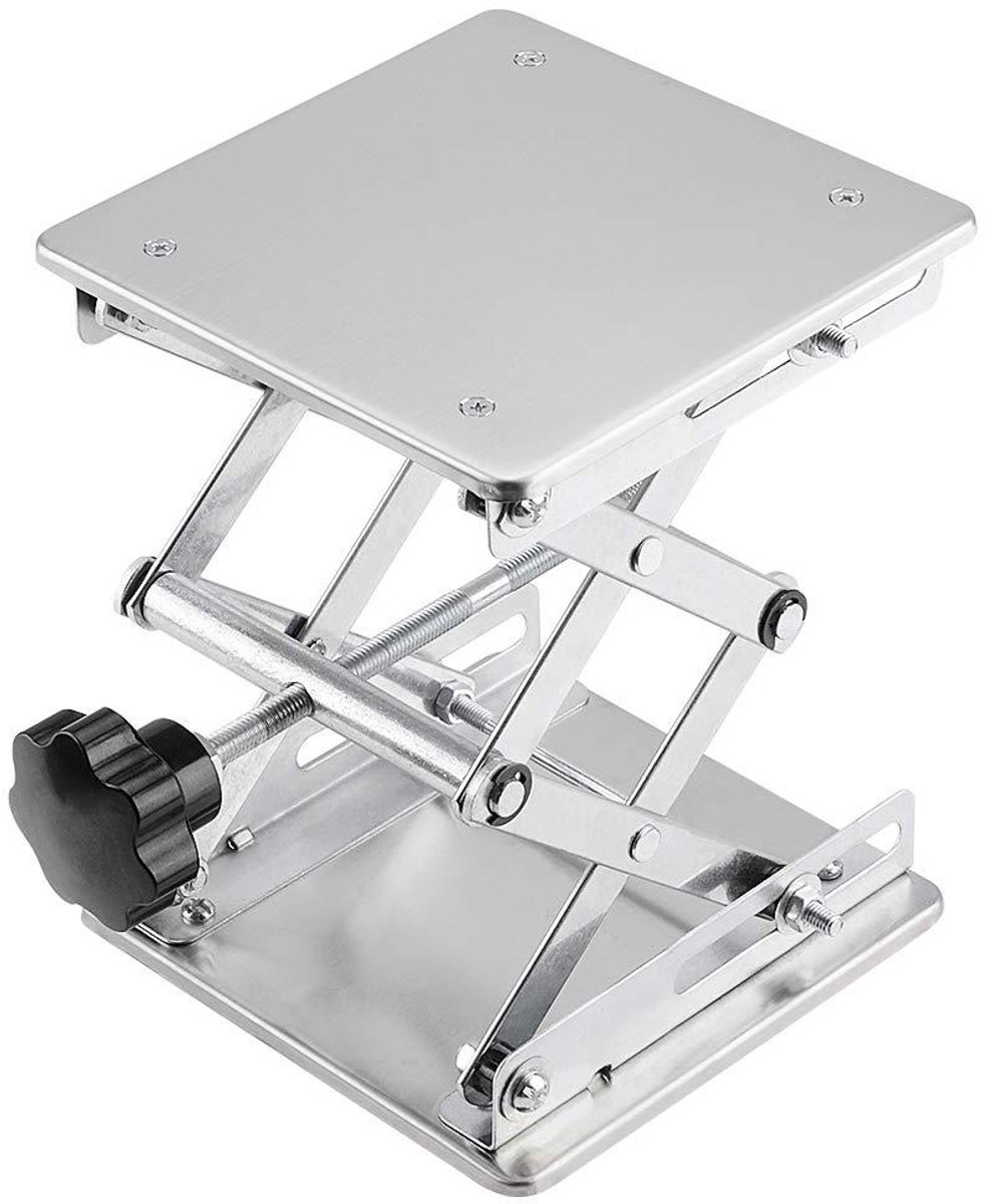 Lab Schaar Lift - Laboratorium Tafel - Precisie Hefwerk - Roestvrij Staal - 150 x 150 mm - Zilver