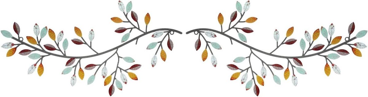 Metalen Blad Muurdecoratie - Wijnstok Olijftak - Wanddecoratie - Smeedijzeren Ontwerp - 35 cm - Metallic
