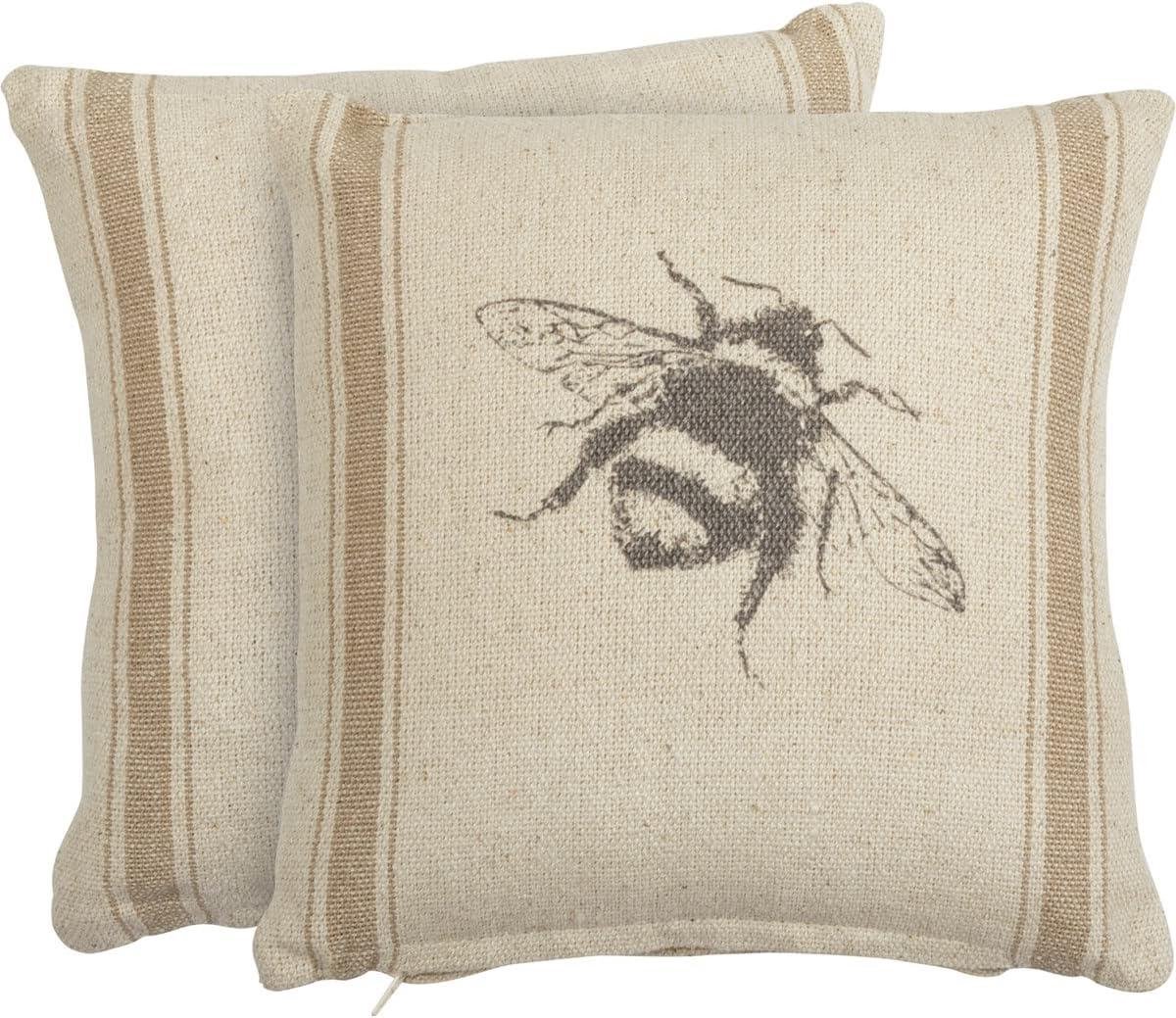 Bijenkussen - Decoratiekussen Sierkussen - Wonen en decoreren - Afneembare hoes - 25x25 cm - Grijs