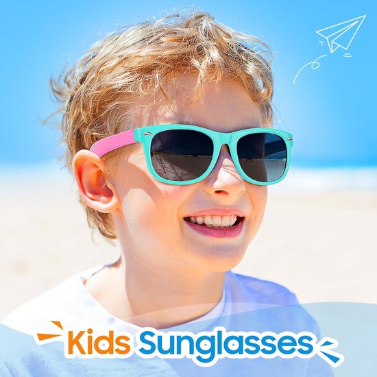 Kinder Zonnebril - Peuter Bril - Bescherming Zonnestralen - Flexibel Rubber Frame - 3-10 Jaar - Blauw van Merkloos — afbeelding 4