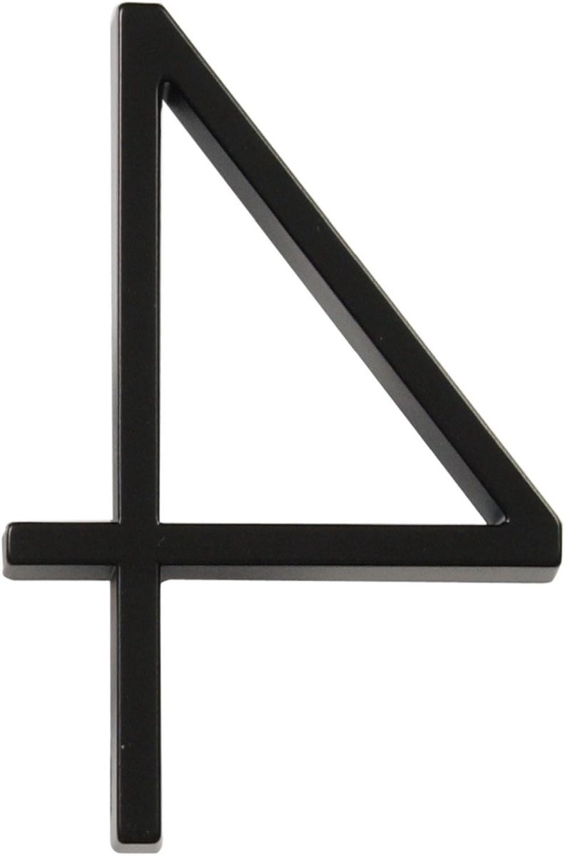 Huisnummer 4 - Nummerplaat Huis - Huis Nummering - Zwevende Montage - 127 cm - Zwart