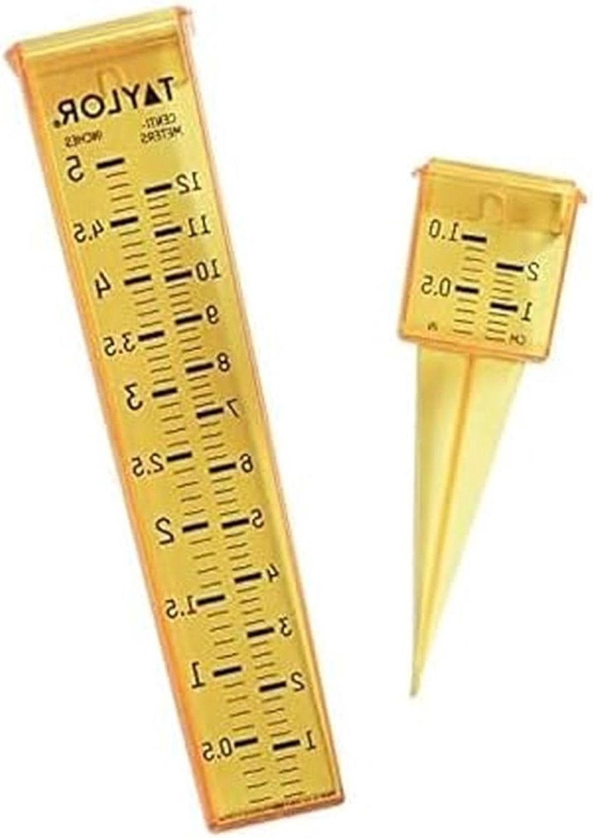 Regenmeter Sprinklermeter - Watermeter Tuin - Tuin Wateren Meten - Dubbele Meetfunctie - 5 Inch Capaciteit - Geel