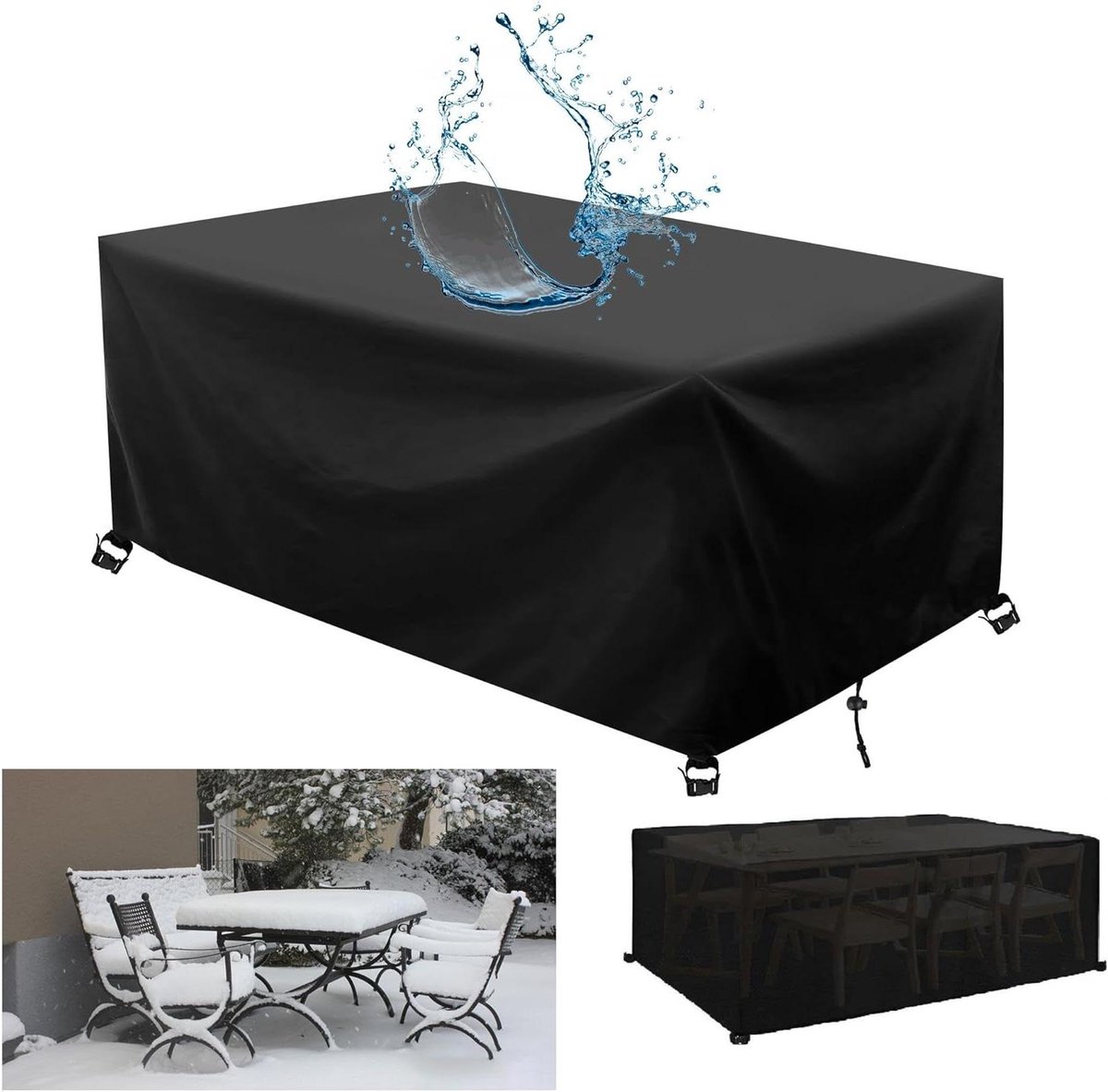 Tuintafel Afdekking - Beschermhoes Meubelen - Meubels Beschermen - Verbeterd Oxford Weefsel - 160x100x100cm - Zwart
