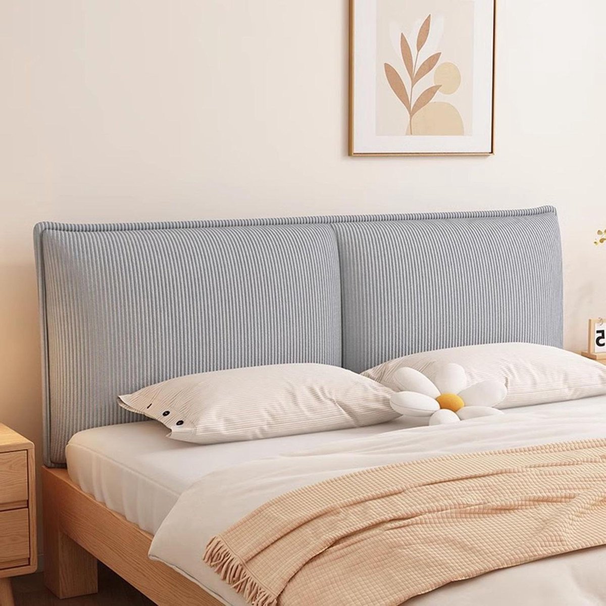 Hoofdbord Hoes - Bed Hoes - Slaapkamer Decor - Corduroy Stof - 200*60*10cm - Lichtgrijs