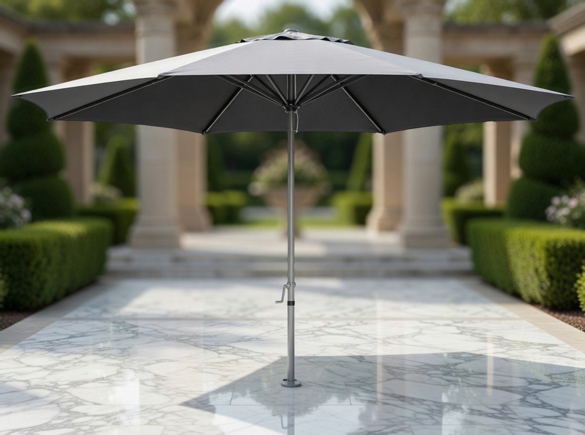 Grote Marktparasol 400 cm Antraciet – Premium Tuinparasol met UV 50+ Bescherming, Waterafstotend, Zwengelmechanisme & Aluminium Frame 48 mm – Ideale Terrasparasol, Zweefparasol Alternatief – medahomestore