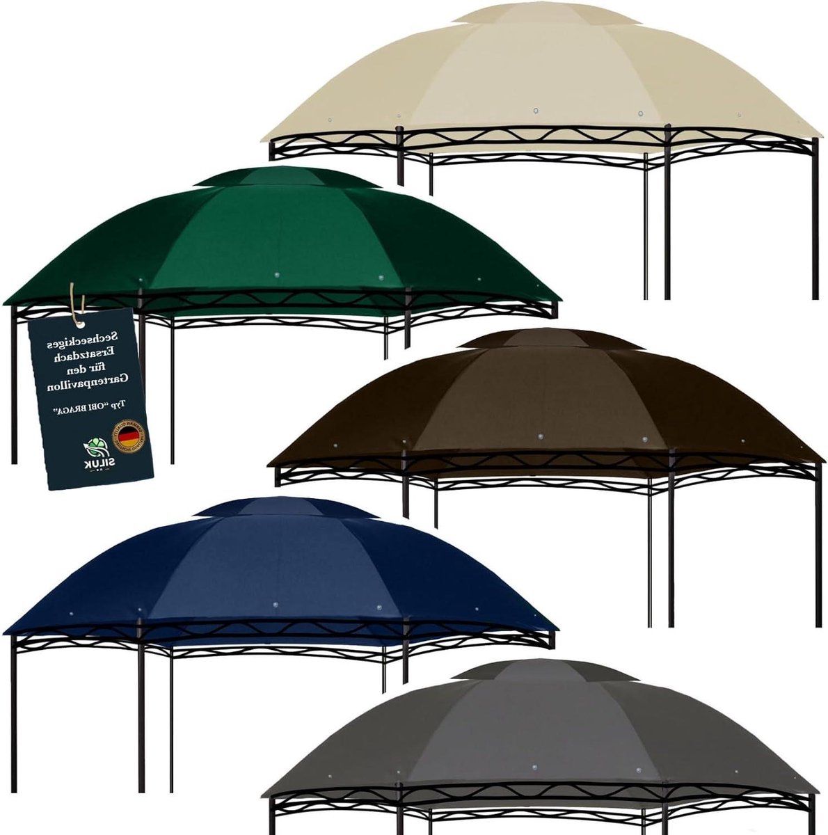 Vervangend dak paviljoen - Reserve dakhoes - Bescherming tegen zon - 100% waterdicht PVC - Ø 350 cm - blauw