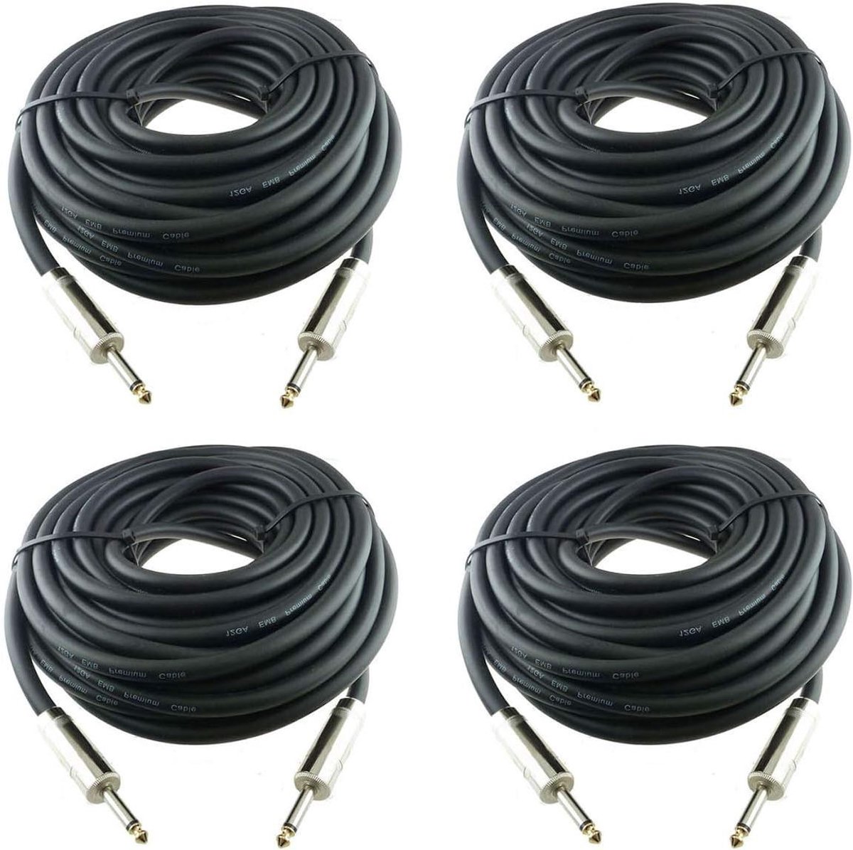 Speakerkabels 4 Stuks - Audio Versterker Snoer - Podium en Studio - 12 Gauge AWG 2-Geleider