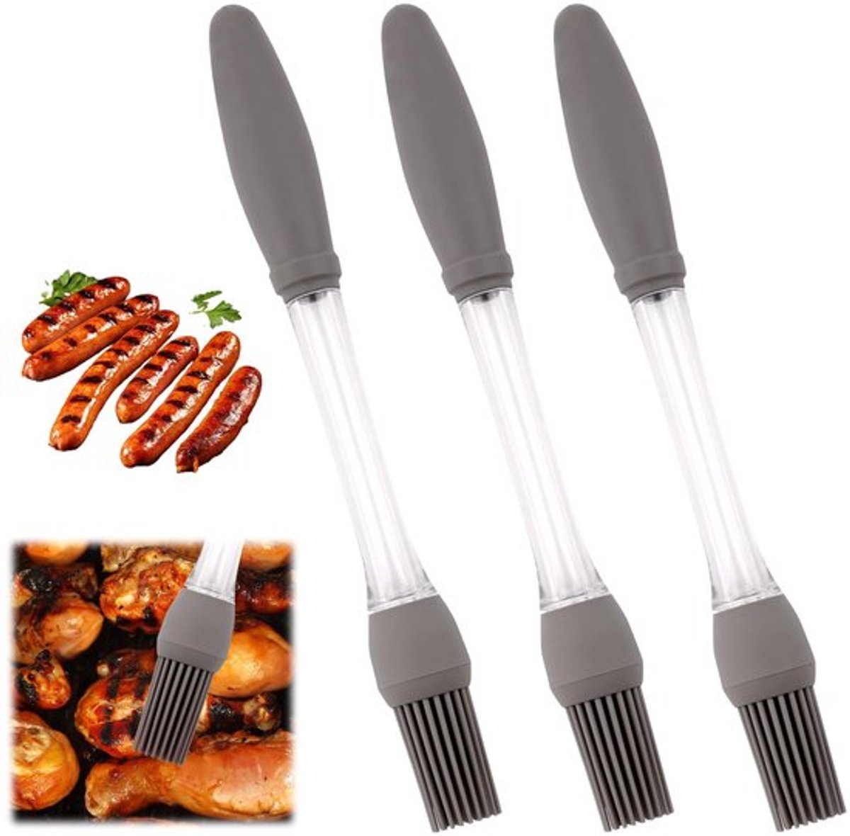 3pcs Siliconen Oliekwasten - Hittebestendig en Geschikt voor Grillen en Bakken