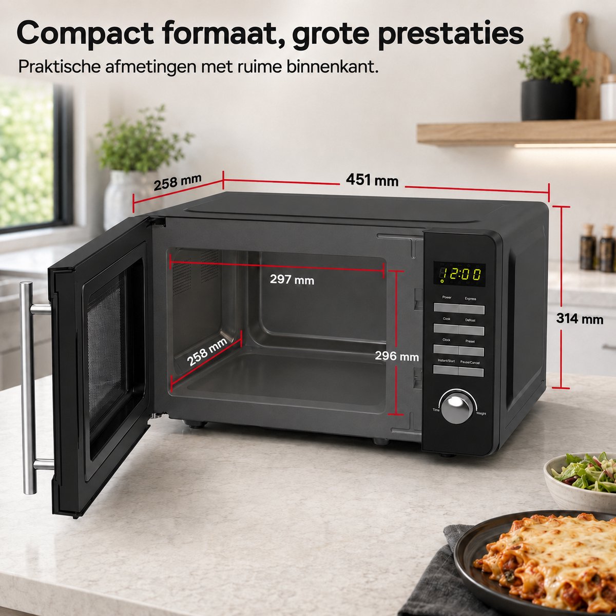 Turbotronic MW20 Vrijstaande Magnetron - Microwave - 20 Liter - Zwart — afbeelding 7