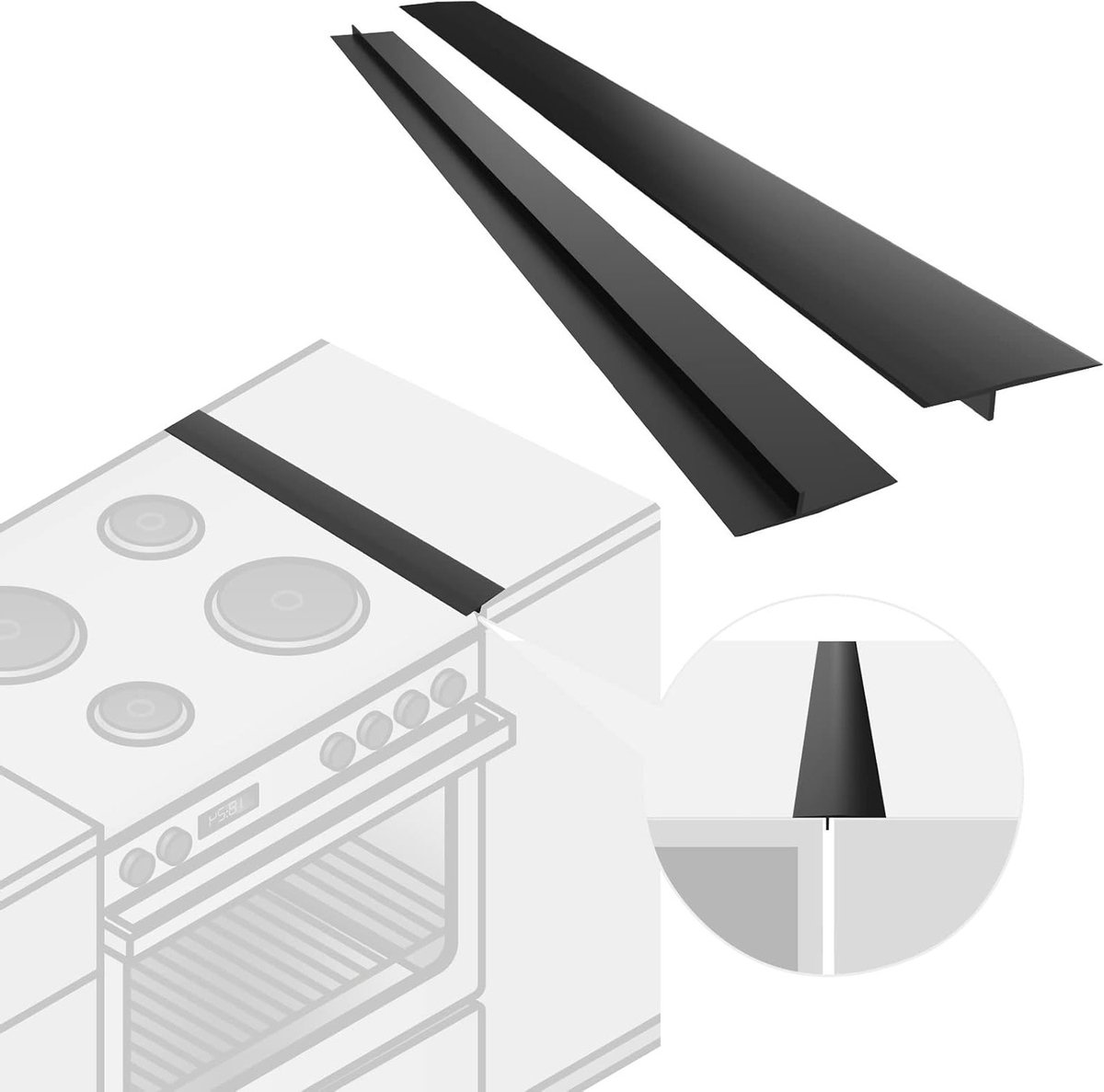 Set van 2 Silicone Dekstrips voor Keuken, Voorkomt Gemorste Vloeistoffen, Ideaal voor Werkbladen en Apparaten