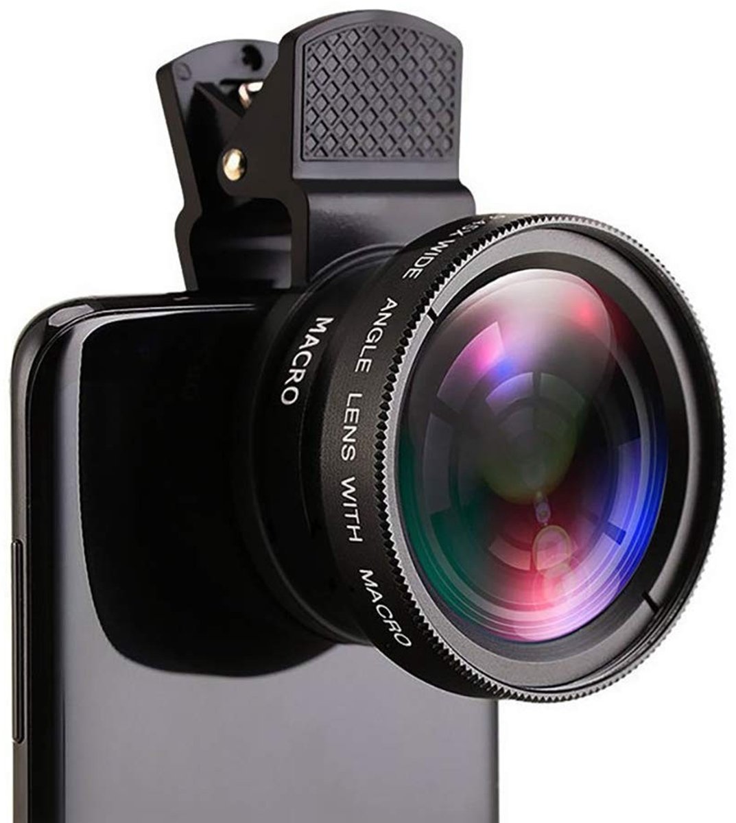 Vlemico - Lens voor mobiele telefoon - Groothoeklens en macrolens - 2-in-1 functie - Zwart - Geschikt voor Android - Camera accessoire