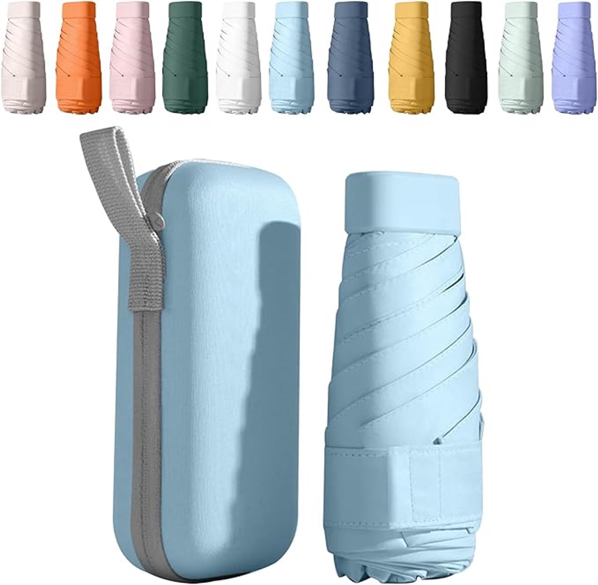 Zakparaplu - Mini Paraplu - Reisparaplu Klein - Compacte Paraplu - Opvouwbaar - Windbestendig - Lichtgewicht - UFP 50+ - Hemelsblauw - van Imperatoris