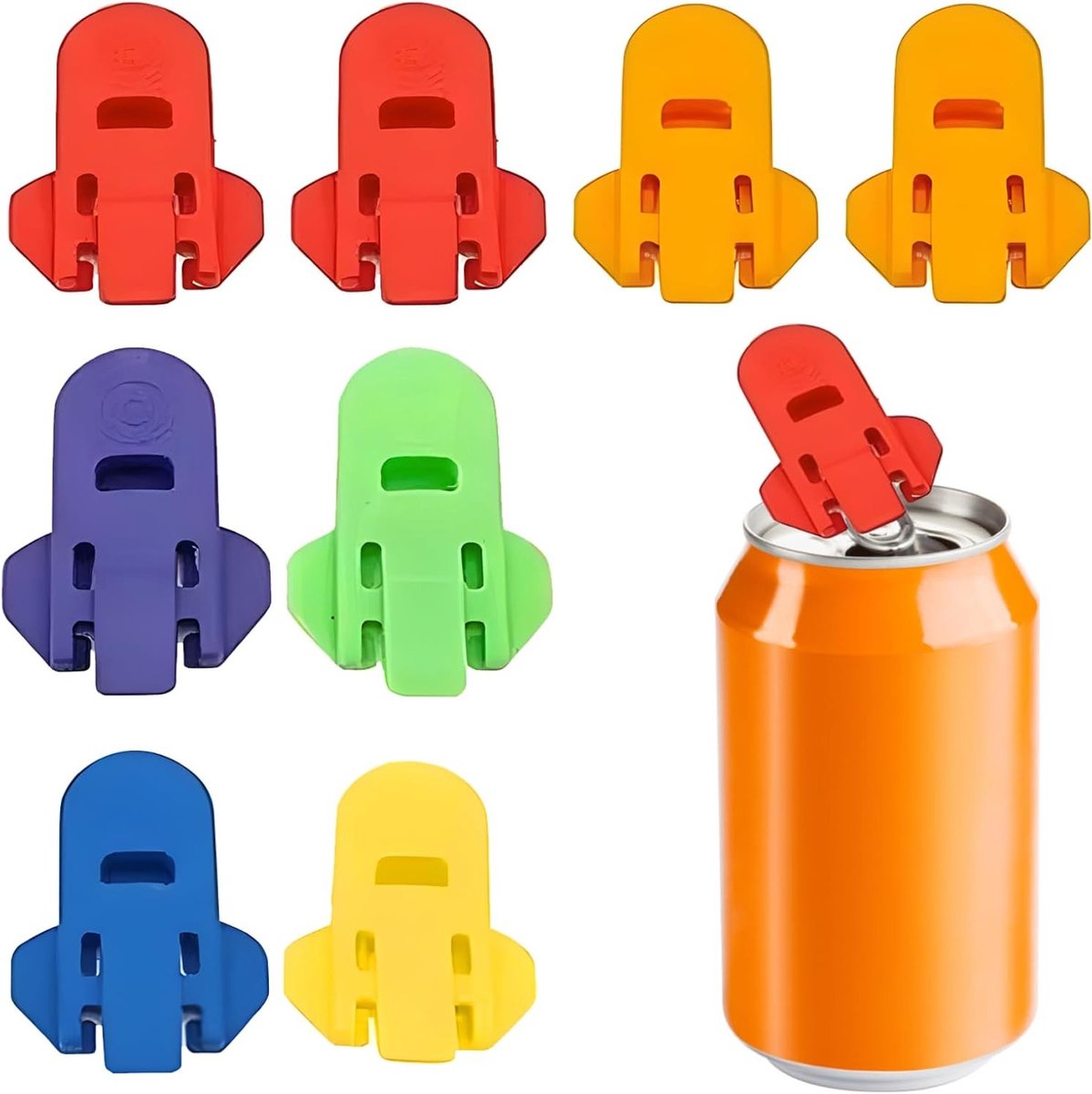Handige Set van 8 Drinkblikopeners in 6 Kleuren, Ideaal voor Frisdrank, Bier en Meer