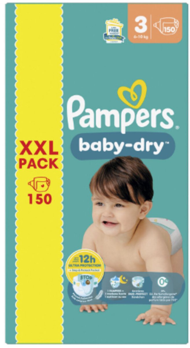 Pampers Baby Dry Luiers Maat 3 (6-10kg) 150 stuks