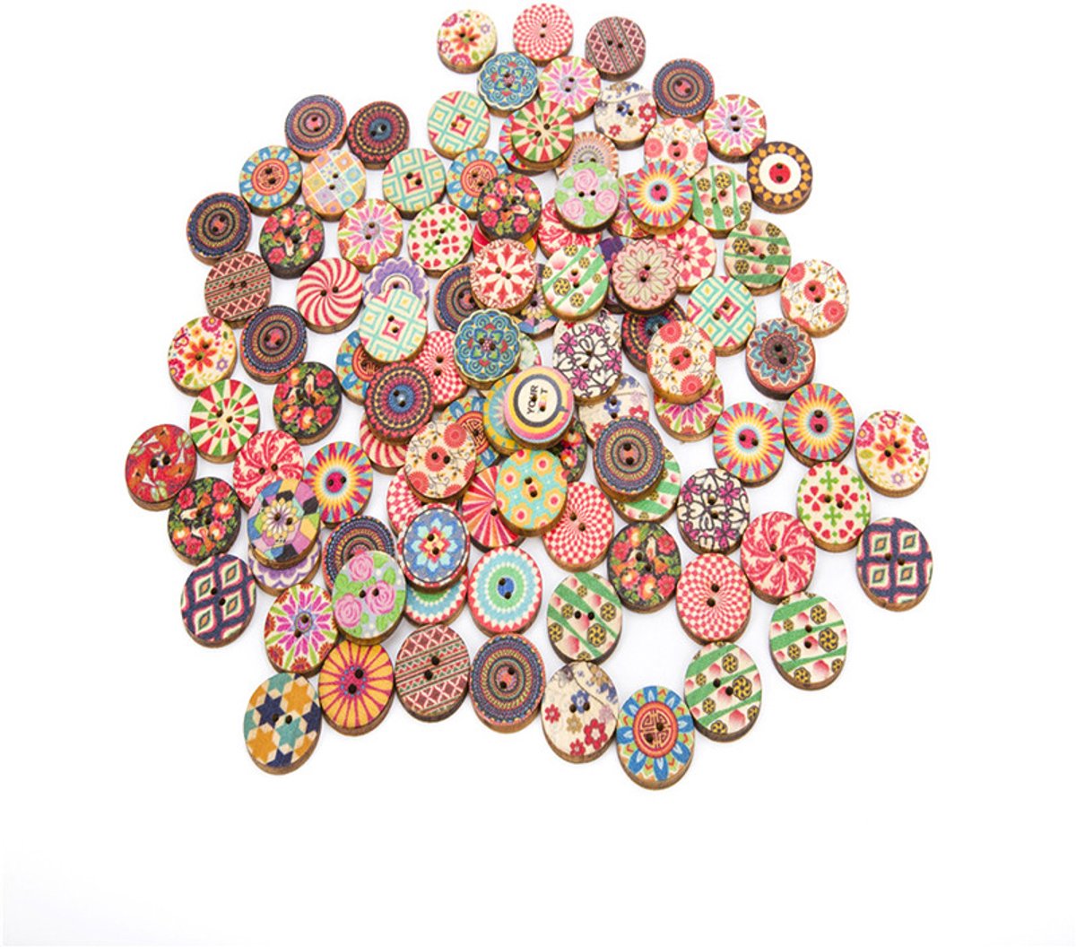 carmdering - 250 stuks - knopen - Kleding Knopen - Knopen naaien - ronde kinder knopen - 2 gaten - houten naai knopen - voor naaien, knutselen, DIY handgemaakte ornamenten - 15 mm, 20 mm en 25 mm