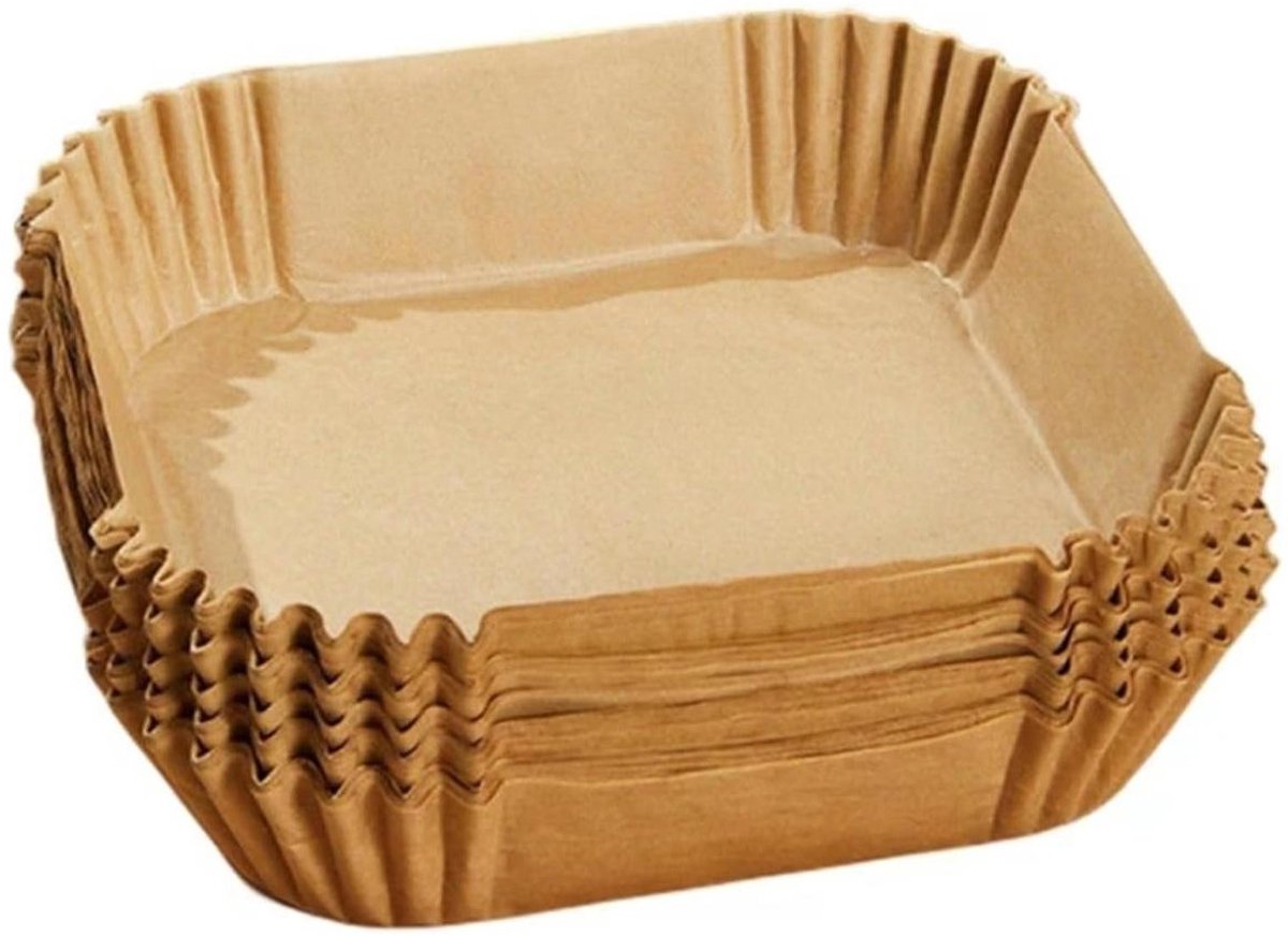 TOVBMUP Bakpapier voor Airfryer - Airfryer Accessoires Papier - Geschikt voor Airfryer - 100 Vellen - 20-25cm Vierkant