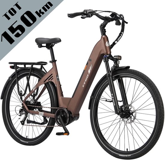 TTGO C7 SE Elektrische Fiets – 648Wh Lithium Accu – Actieradius tot 150 km – 36V 250W Middenmotor – Hydraulische Schijfremmen – 28×2.0 inch Banden – Shimano 9 Versnellingen – Aluminium Frame – LCD Display – Elektrische Stadsfiets – Bruin