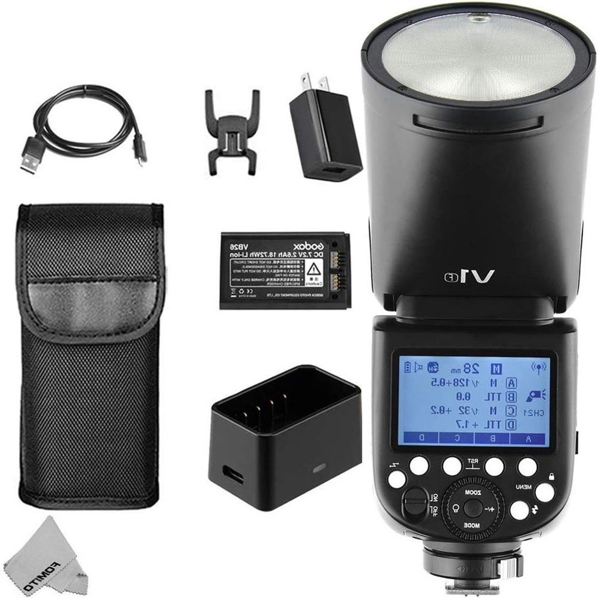 Ronde kop flitser voor Fujifilm met 76W GN92, 1/8000 HSS en 2600 mAh lithiumbatterij voor professionele fotografie