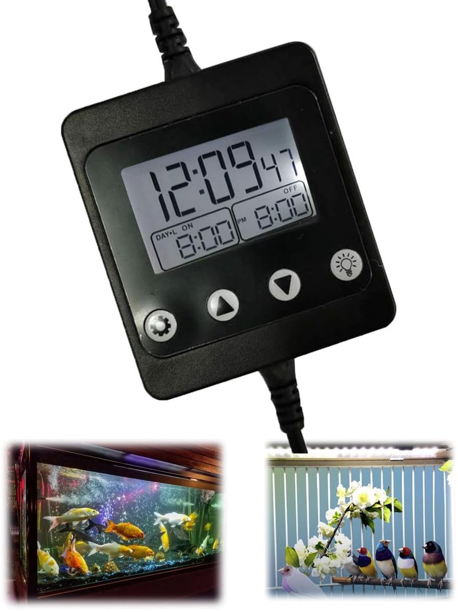 Dailygoods - Aquarium Licht Timer - Digitale Dimmer - Simuleer Zonsopgang - Zwart - Tijdcontroller - Ideaal voor Vissen - Aquarium Licht