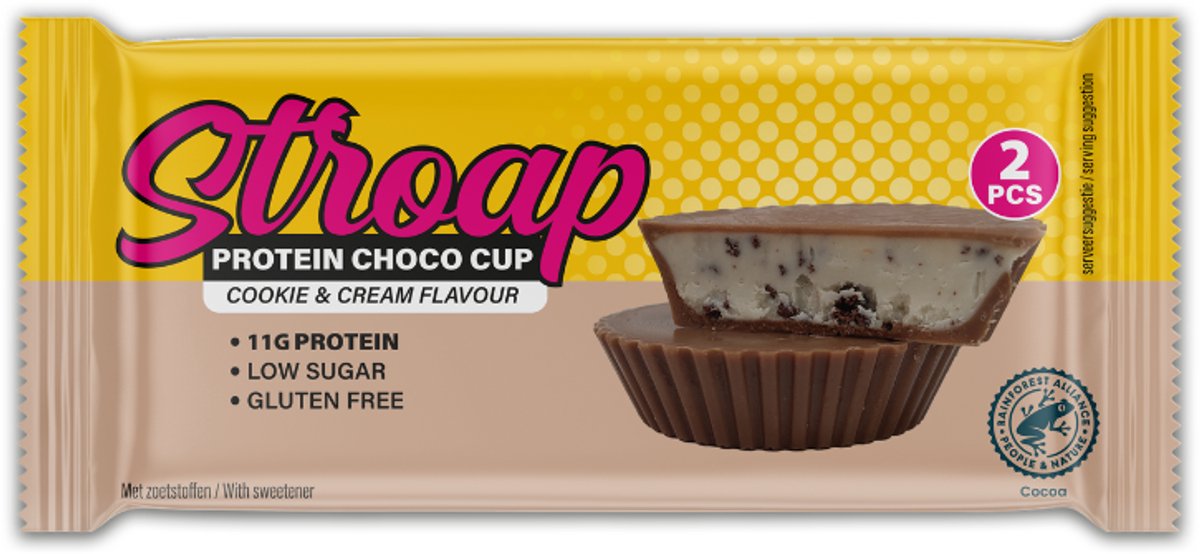 Stroap Melk Chocolade Cookie & Cream - Display (1 st à 42g) - Proteine repen - bars - glutenvrij - afvallen - chocolade - pindakaas