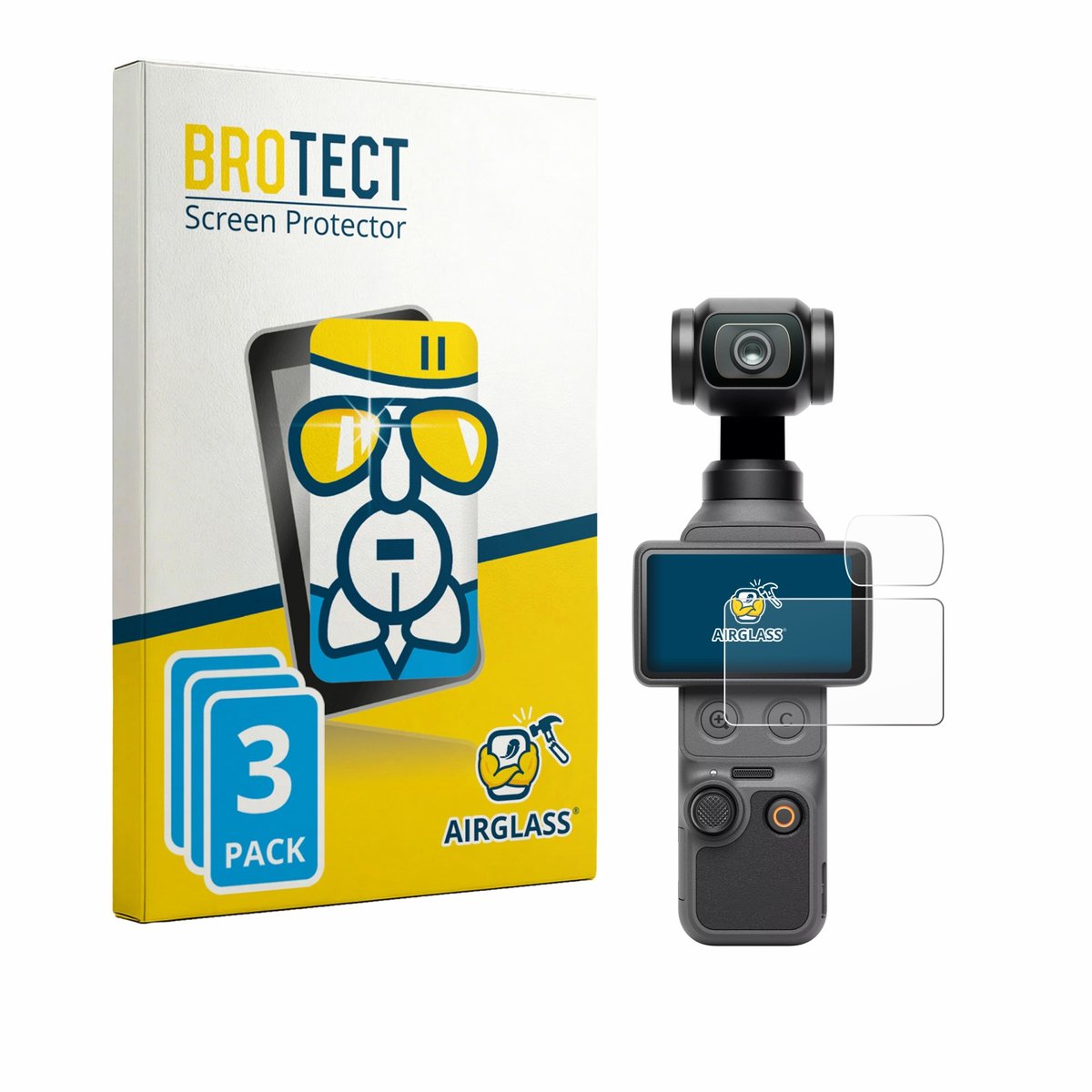 Screenprotector 3 Stuks voor DJI Osmo Pocket 4 (Display + Lens) Beschermglas transparant
