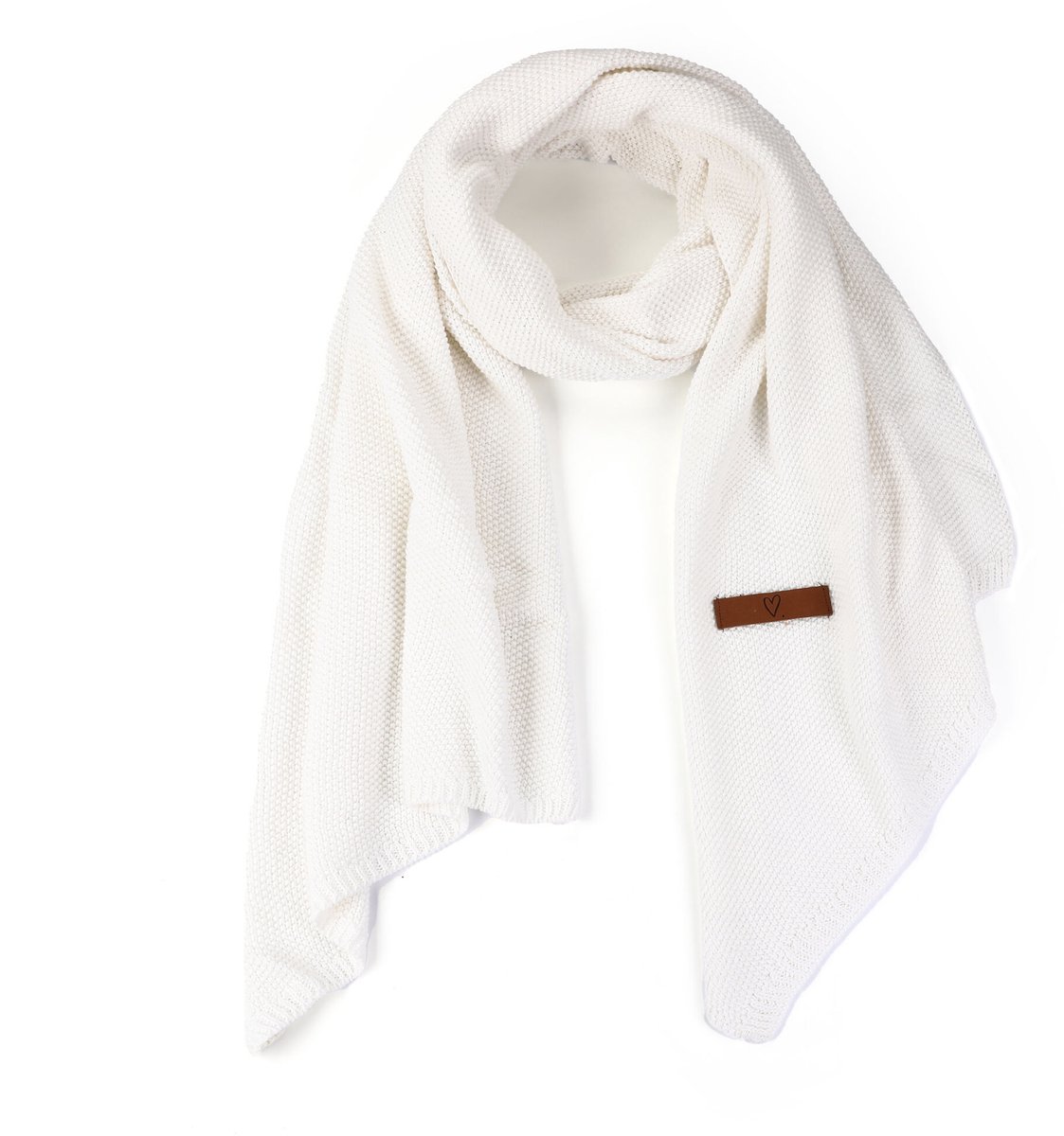 Gebreide Wintersjaal – 100% Katoen (Luxe Basic) - Offwhite