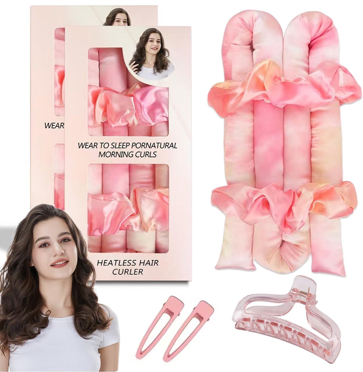 Livia home - Satijnen Heatless Curling Rod - Volumineuze Krullen - Zwart - Haarkrulspelden - Geschikt voor Alle Haartypes - Perfect voor Thuisgebruik