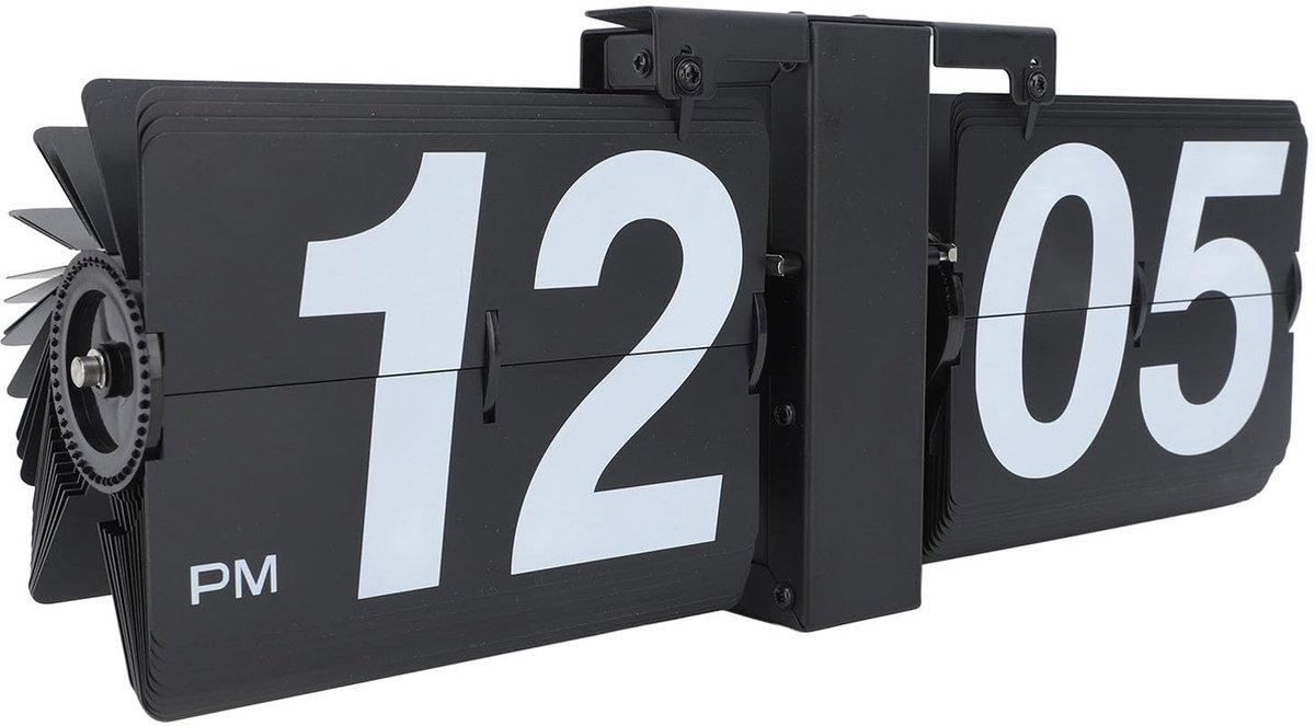 Dailygoods - Flip Clock - Retro Style - Mechanisch Digitaal Display - Zwart - Grote Cijfers - Perfect voor Thuis en Kantoor - Binnengebruik
