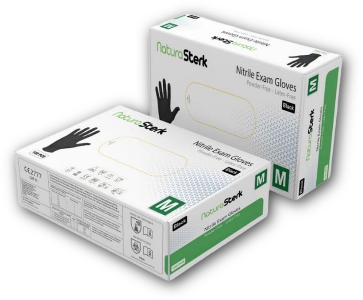 NaturaSterk - L - Zwart - Nitrile Exam Gloves - Latex Free - Powder Free - 100 Stuks