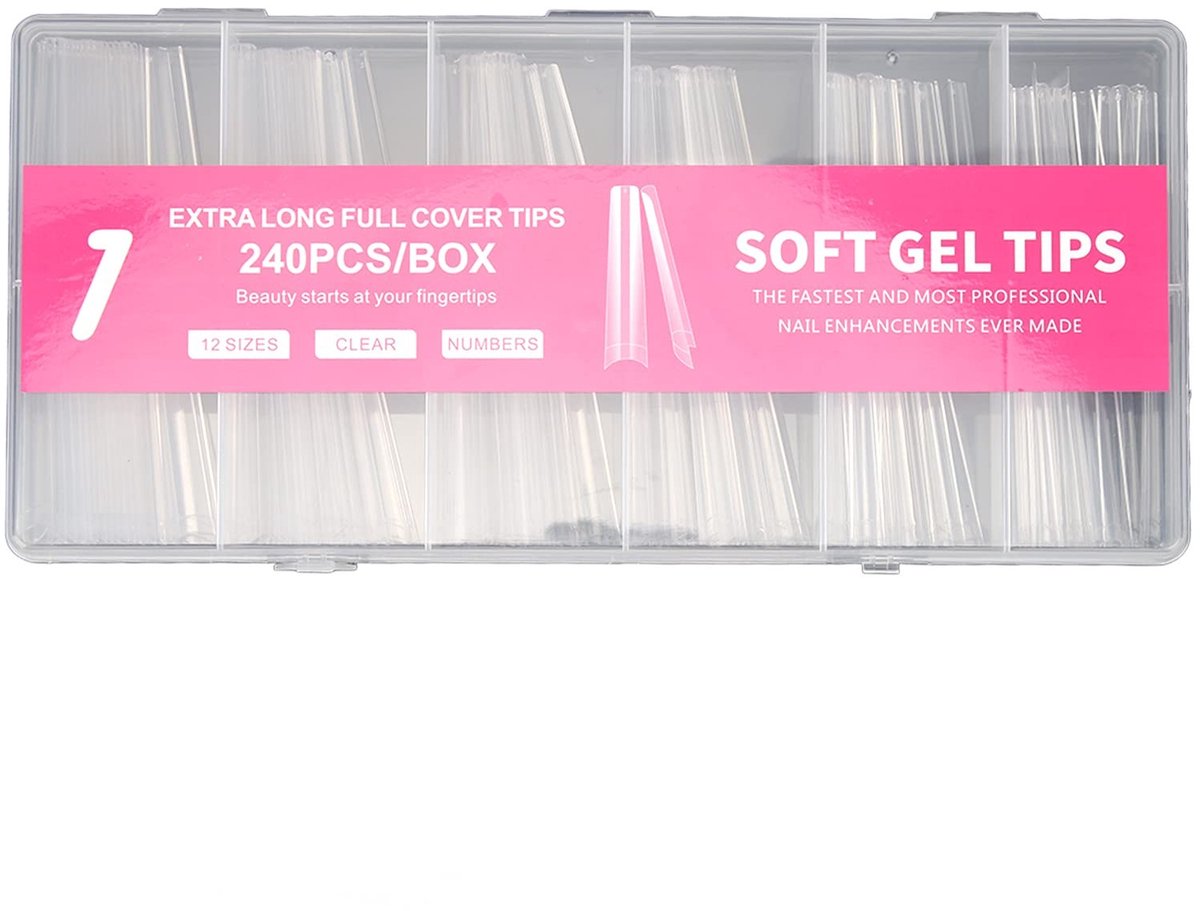 Dailygoods - Nageltip - Kunstnageltips 240 stuks - Veilig en transparant - Perfect voor nagelkunst - Professionele kwaliteit - Geschikt voor nagelstud