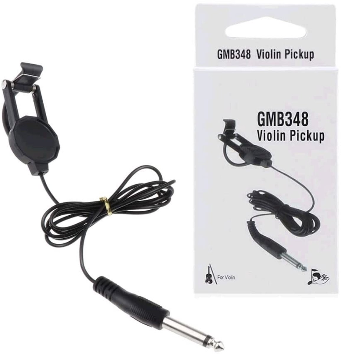 Dailygoods - Viool Clip-on Pick-up - Professionele geluidsopname - Zwart - Viool pick-up met 2,5m kabel - Geschikt voor akoestische folk gitaar - Vioo