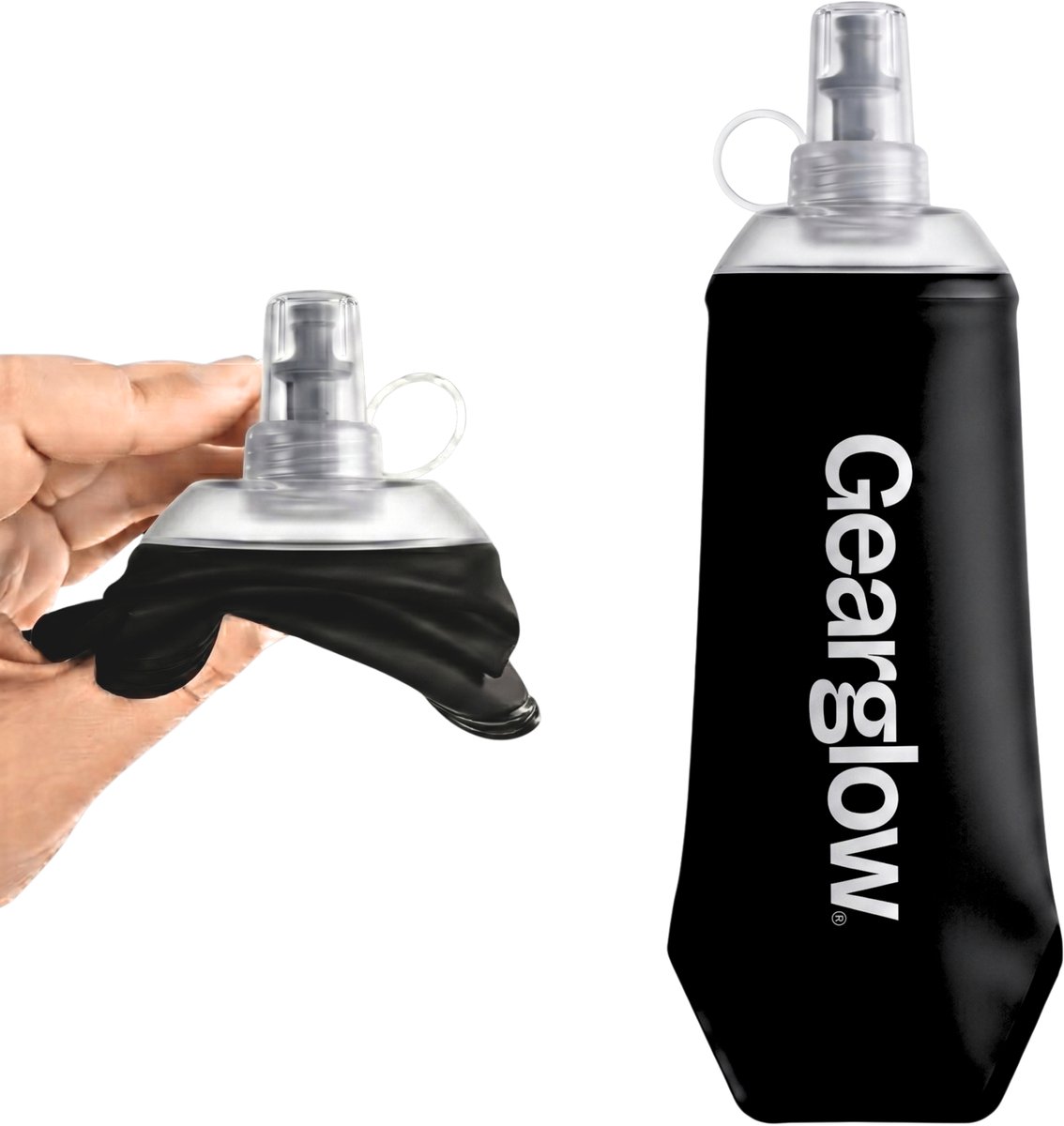 GearGlow® Soft Flask 500 ml - Opvouwbare Waterfles - Drinkfles Hardlopen - Opvouwbare Drinkfles - Zwart