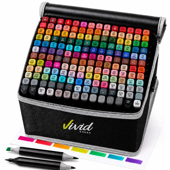 Twinmarkers 168 stuks voor volwassenen en kinderen – Alcohol markers – Stiften – Markeerstiften – Vivid Green
