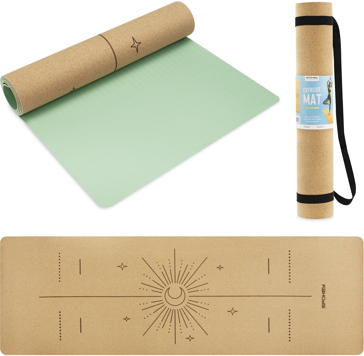 Spokey SAVASANA Yogamat - Groen - 183 x 61 cm