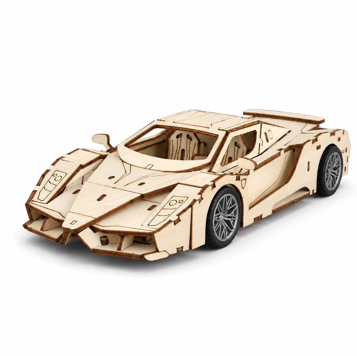 Off-Road Auto met Pull-Back Mechanisme Houten DIY Modelbouw