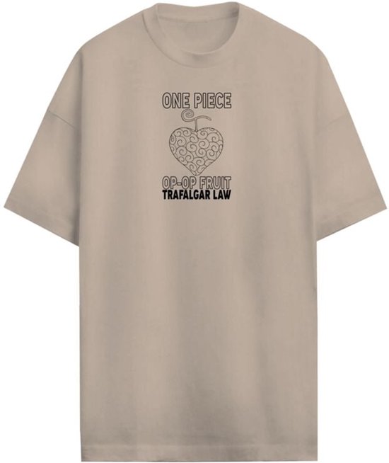 One Piece Trafalgar D. Law Heren Oversized T-shirt - zand - L