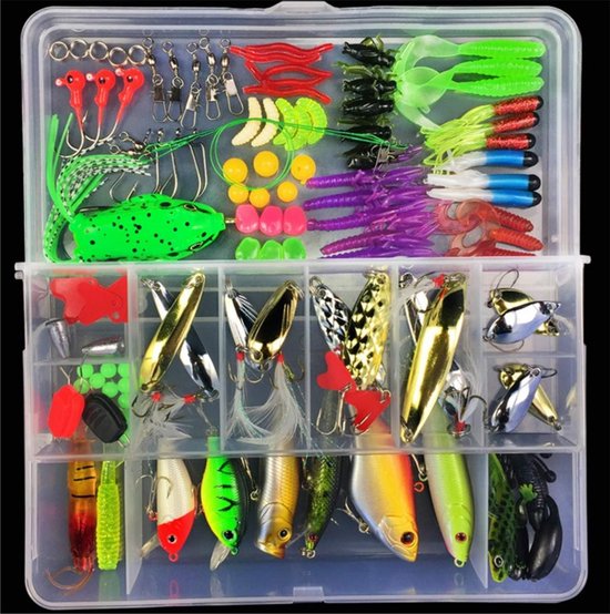 Gemengde Visserij Aas Set van 106 Stuks - Spinner Aas, Vissen Accessoires en Opslagdoos voor Snoek, Forel en Baars