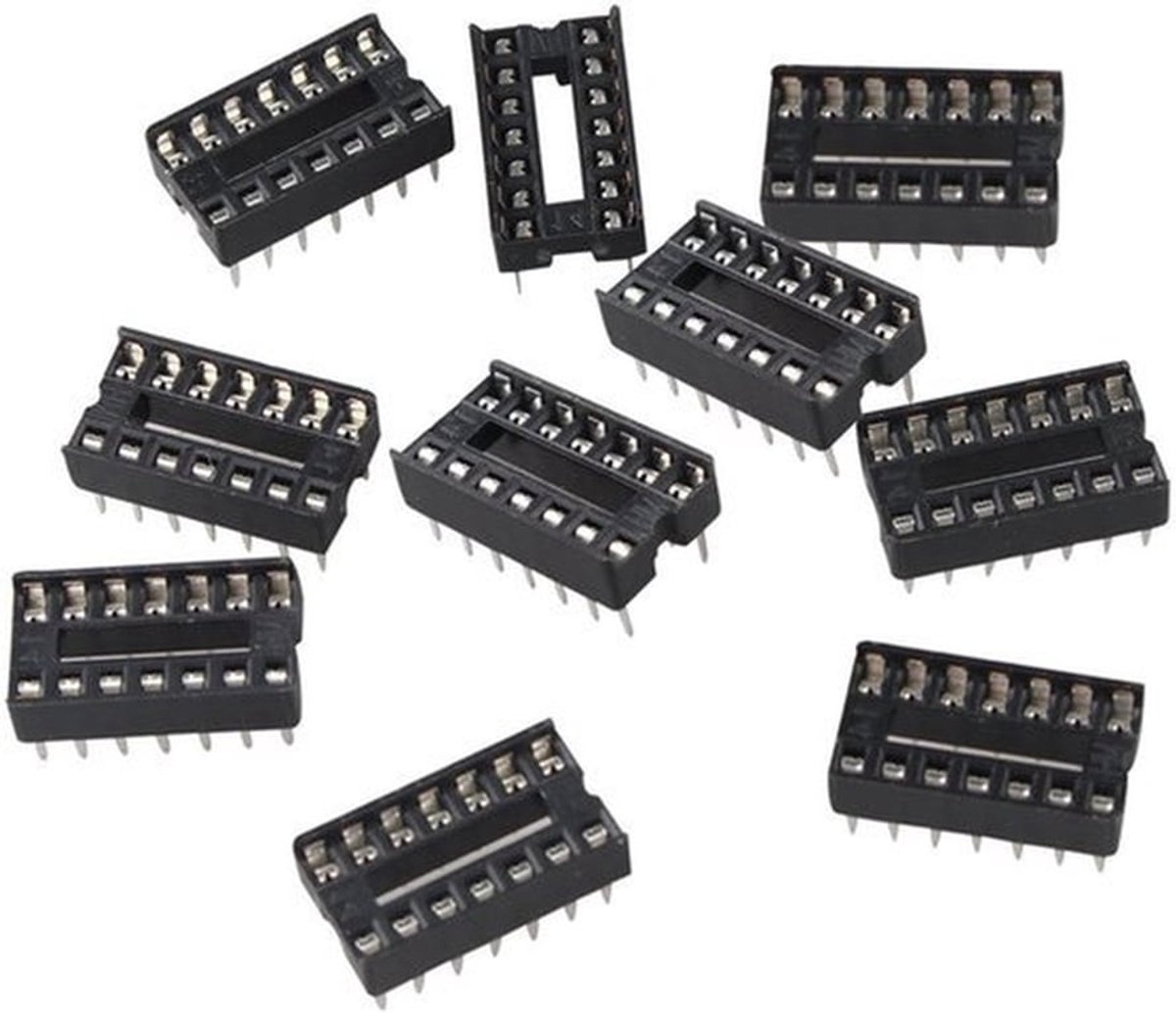 10 STKS 14 Pin 2,54 mm Pitch DIP/DIL IC Sockets Soldeer Type Adapter