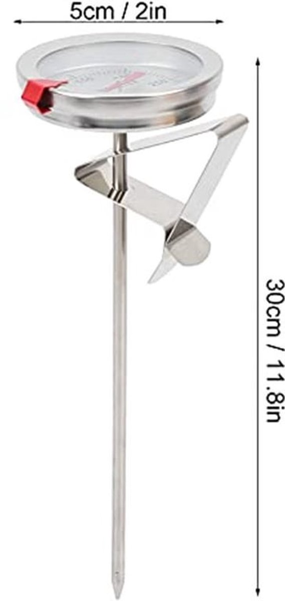 Diepvries Thermometer - 5cm Wijzerplaat - Roestvrij Staal - 30cm