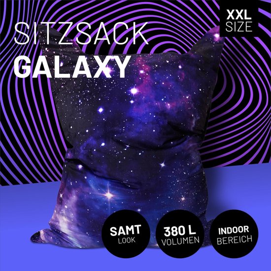 Lumaland - Grote luxe XXL zitzak - 380 liter vulling - 140 x 180 cm - geschikt voor Indoor - Galaxy
