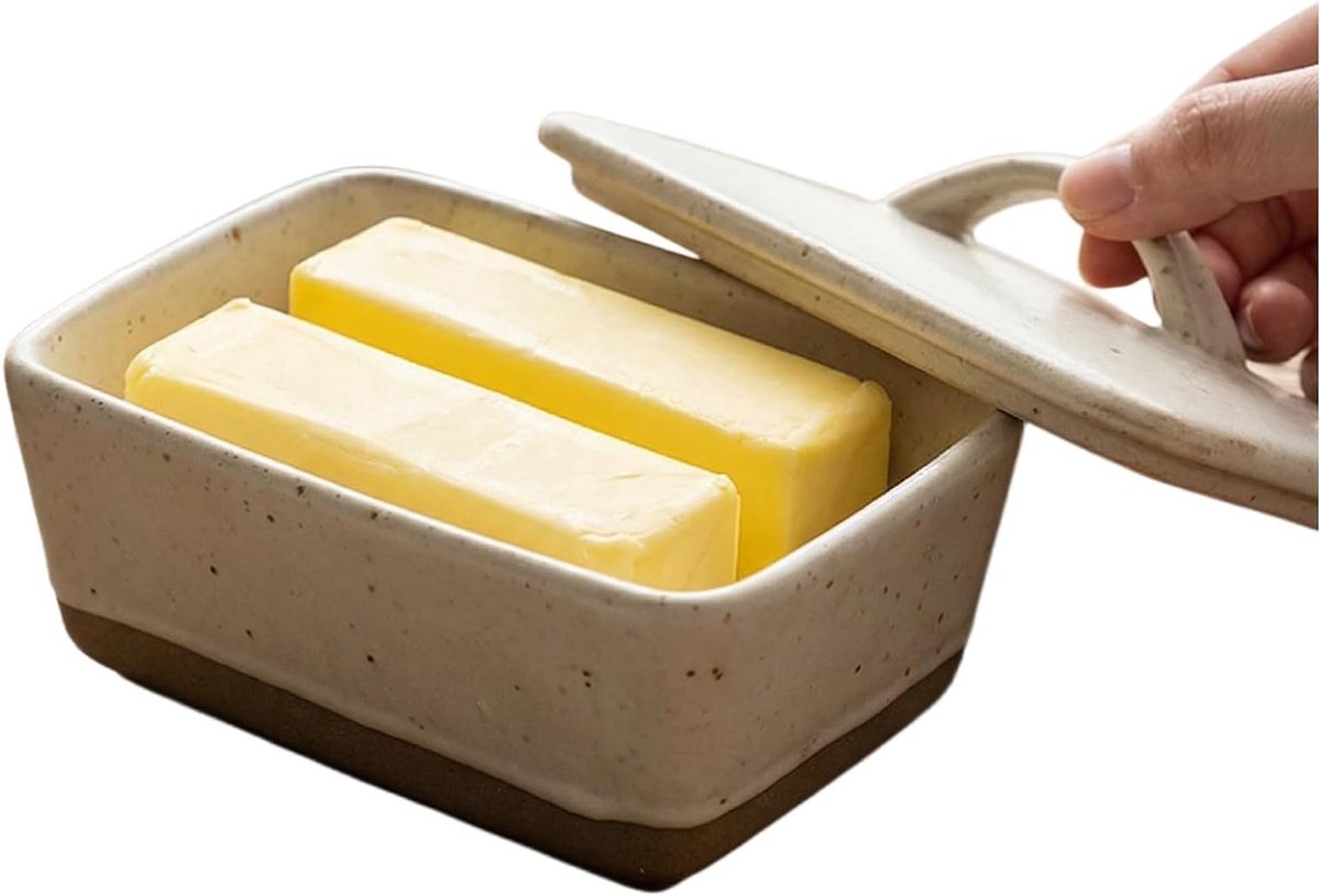 Boterdoos met Deksel en Platte Handgreep voor Koelkast, Vaatwasserbestendig, 350ml, Ideaal voor Verspreiden en Bewaren van Boter