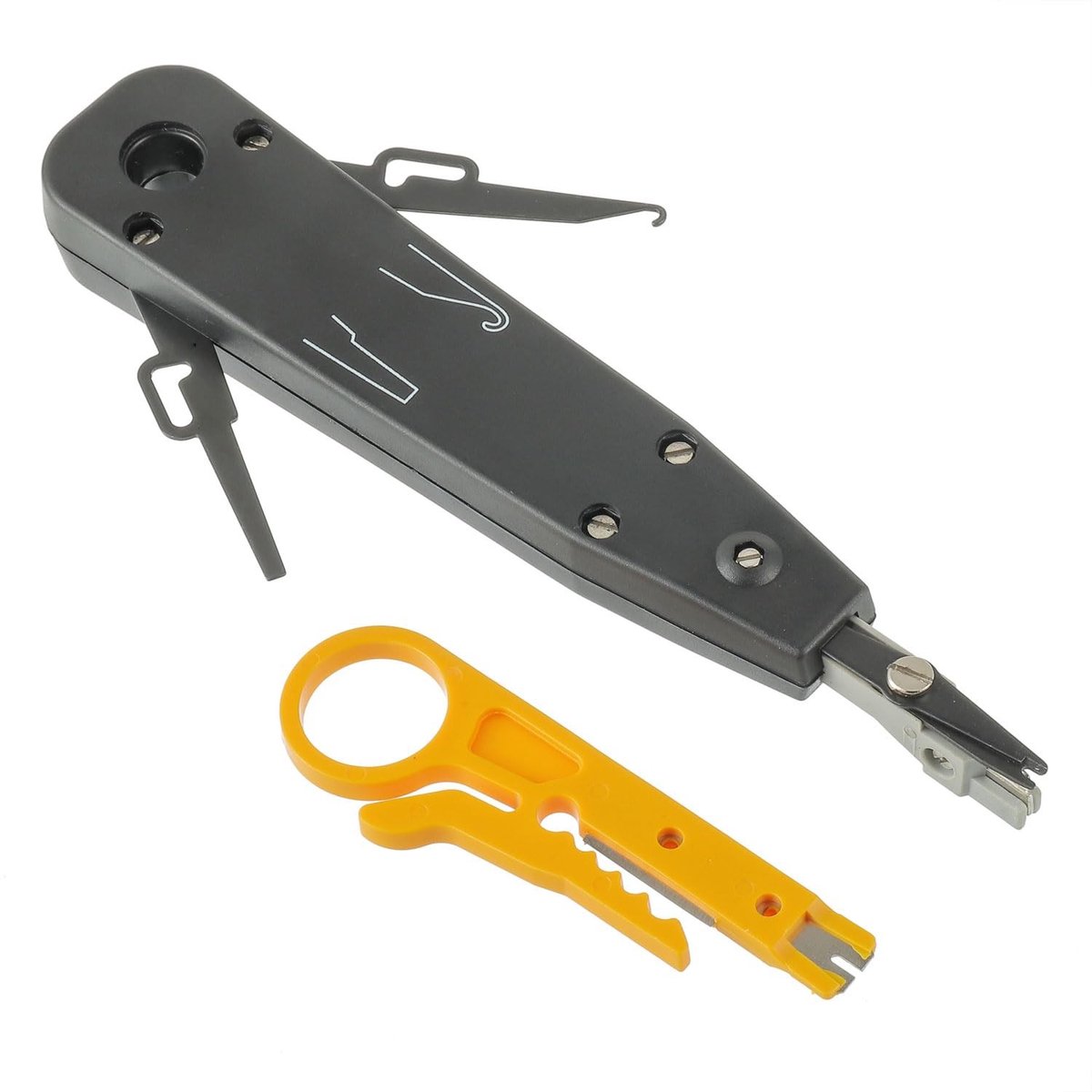Jhubersproducts - Punch Down Tool - Krimptang - Slagtang met mini-striptang - Zwart - Netwerkstopcontacten - Bevestiging van de voeding - Geschikt voo