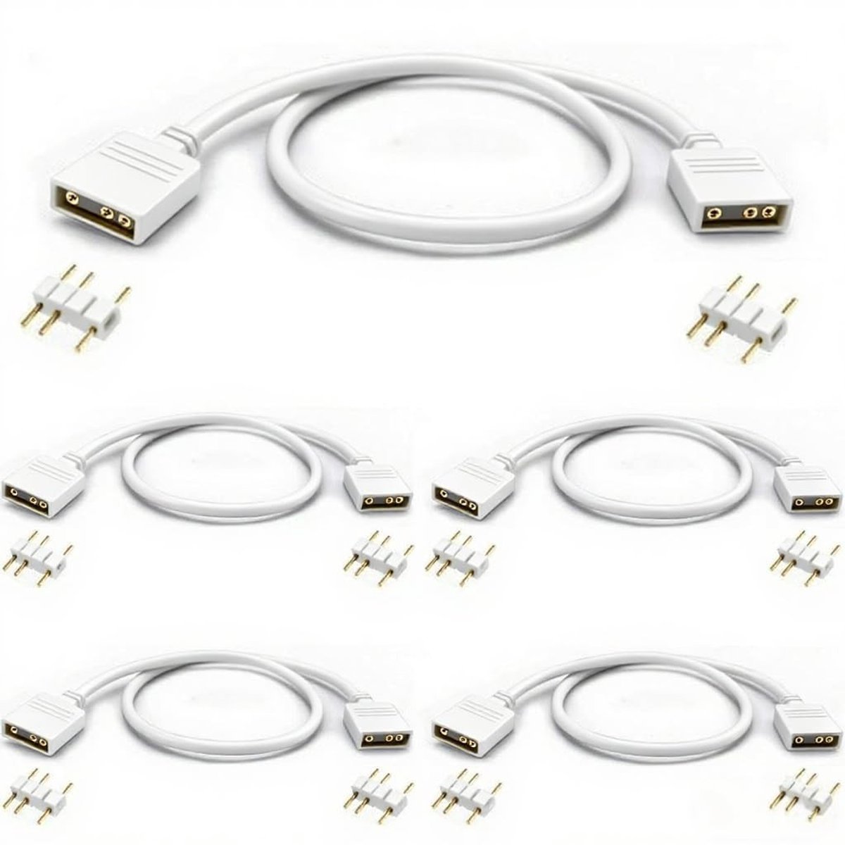 ARGB Splitter Kabel 5V 3-Pin - 30 cm Wit - Pack van 5 voor RGB Fans en LED Strips