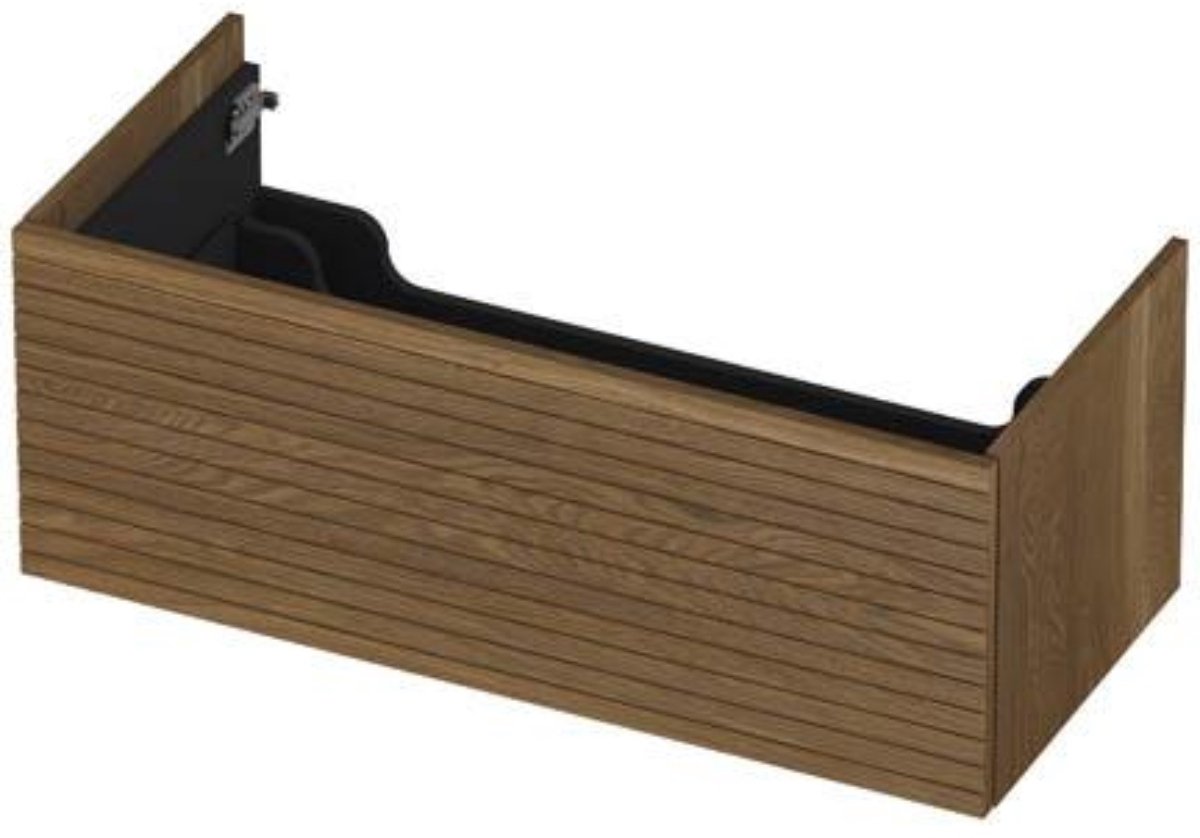 INK - Onderkast 1 Lade Push 2 Open Horizontaal Gefreesd Bestaande Uit - 1000x450x376 Mm - Massief Eiken Aqua