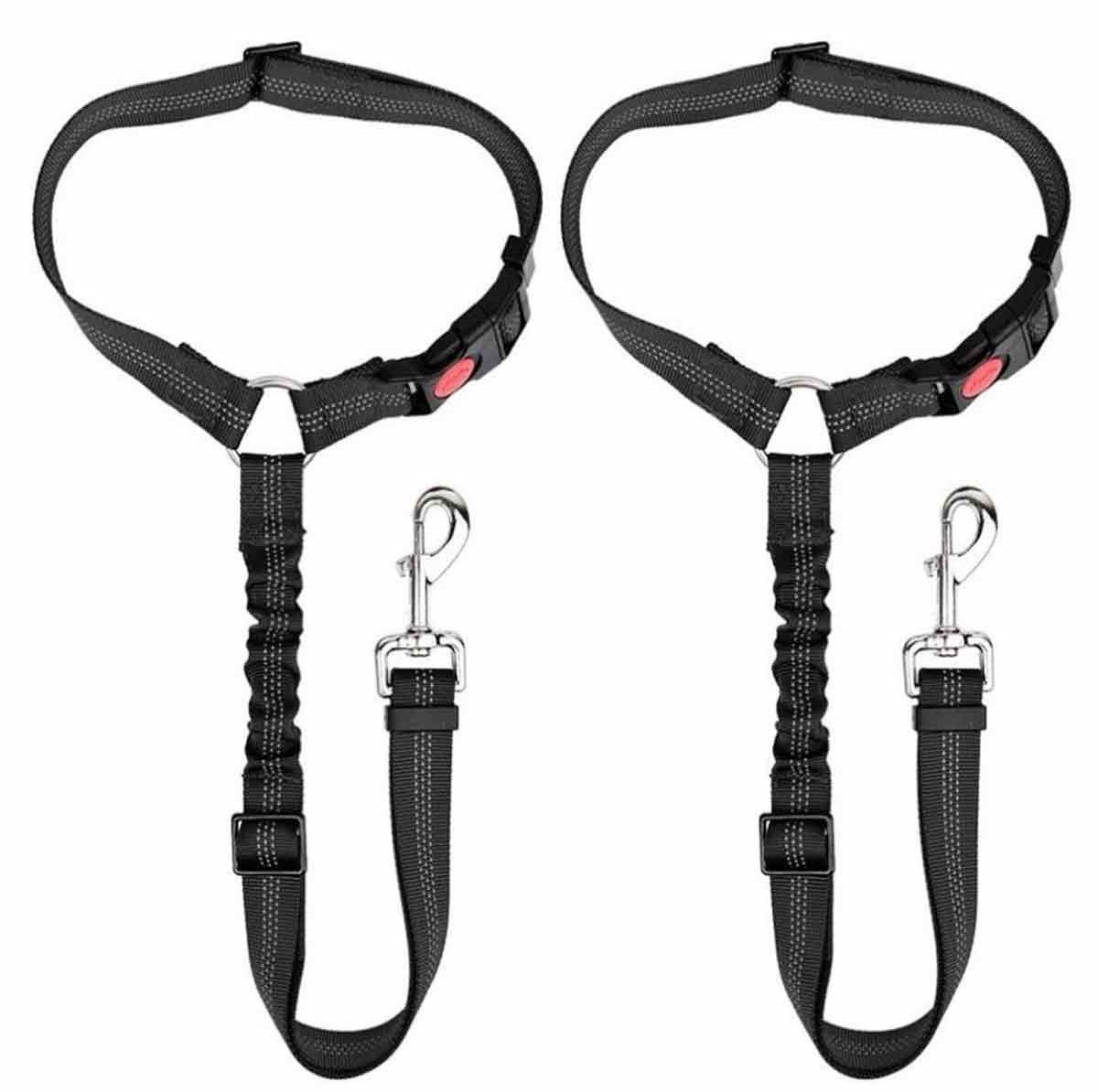 TOVBMUP Autogordel voor Hond - Hondengordel voor in de Auto - Hondenautostoelharnas - Verstelbaar - Zwart - 72 tot 84 cm - 2-pack